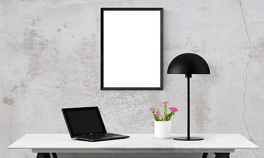 poster, wall, mockup, interior, frame, template, desk, presentation HD wallpaper