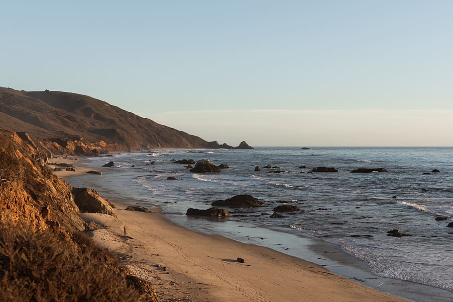 big sur, ocean, beach, sunset, sea, sky, water, land, beauty in nature HD wallpaper