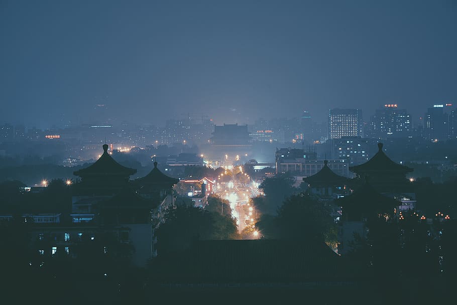 city, night, dark, evening, buildings, architecture, urban HD wallpaper
