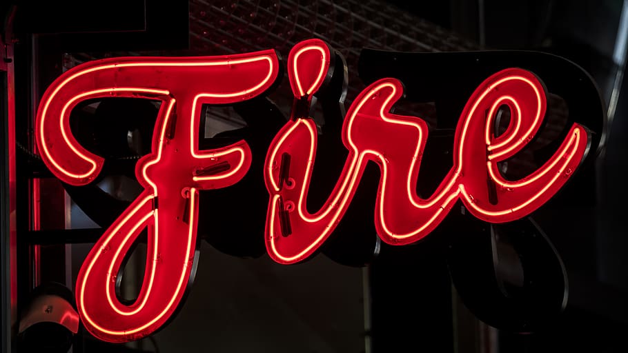 Neon Signage, logo, neon light, illuminated, red, text, night HD wallpaper