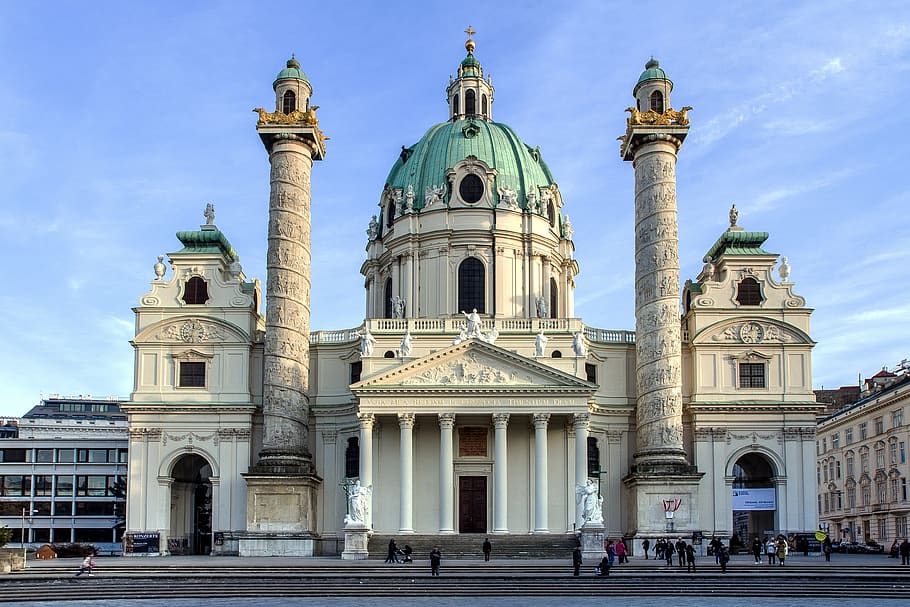 White Concrete Churchpeople Under Blue Sky, ancient, architecture HD wallpaper