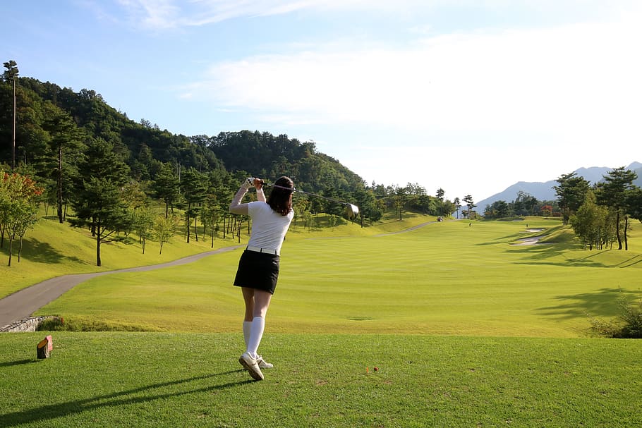 golf, green, field, grass, sport, golfers, golf course, landscape HD wallpaper