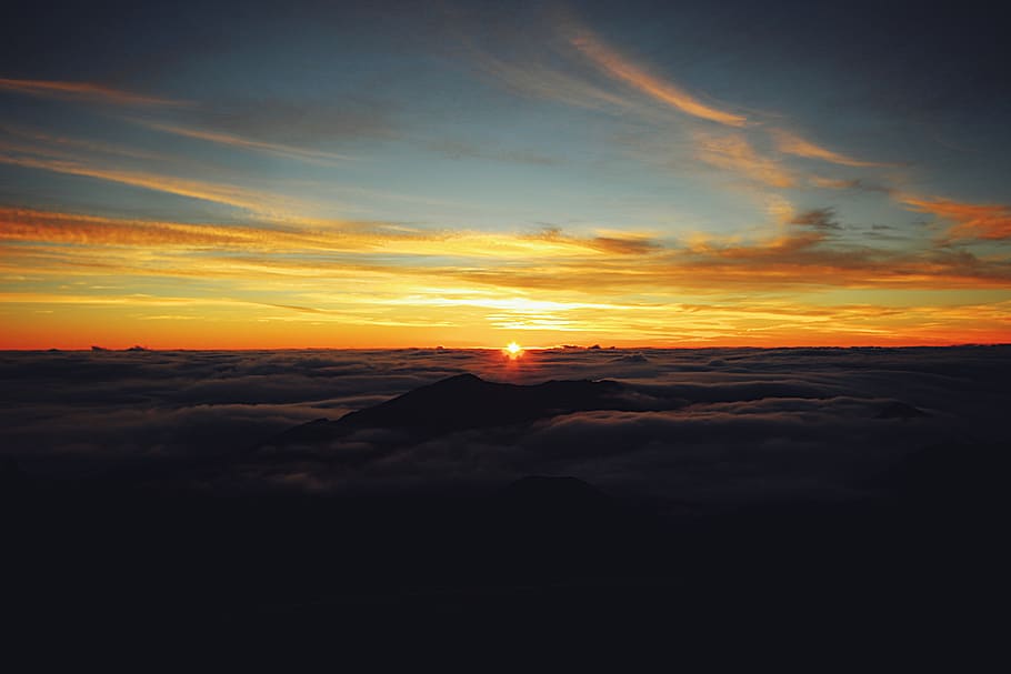 sunrise, nature, outdoors, sky, red sky, dawn, dusk, sunset, hawaii HD wallpaper