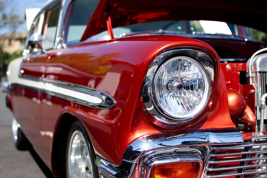red and white car, vehicle, transportation, sports car, coupe HD wallpaper