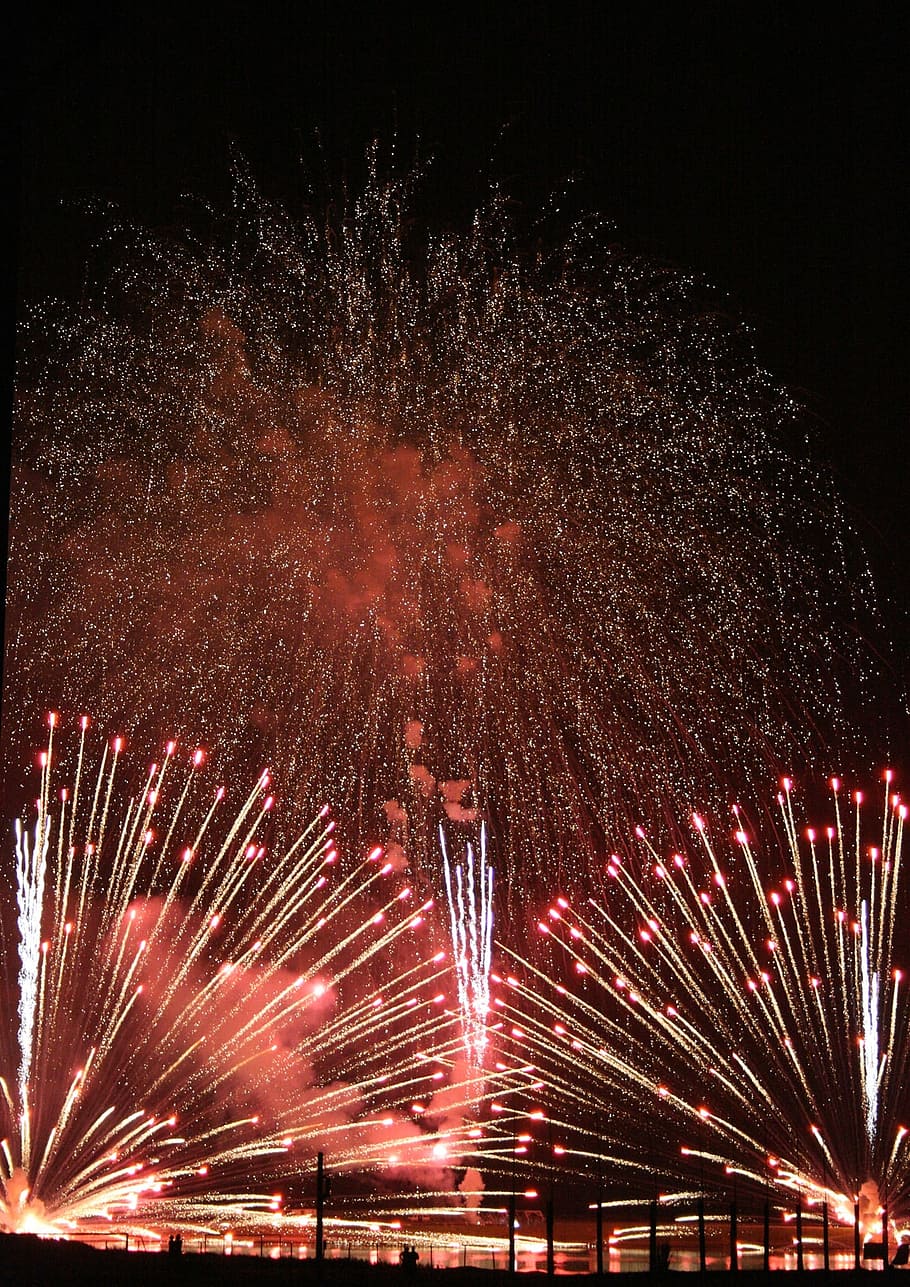 city, firework, light, lightning, colorful, night, motion, firework display HD wallpaper