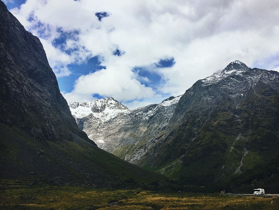 nature, landscape, mountain, clouds, sky, grass, field, travel HD wallpaper