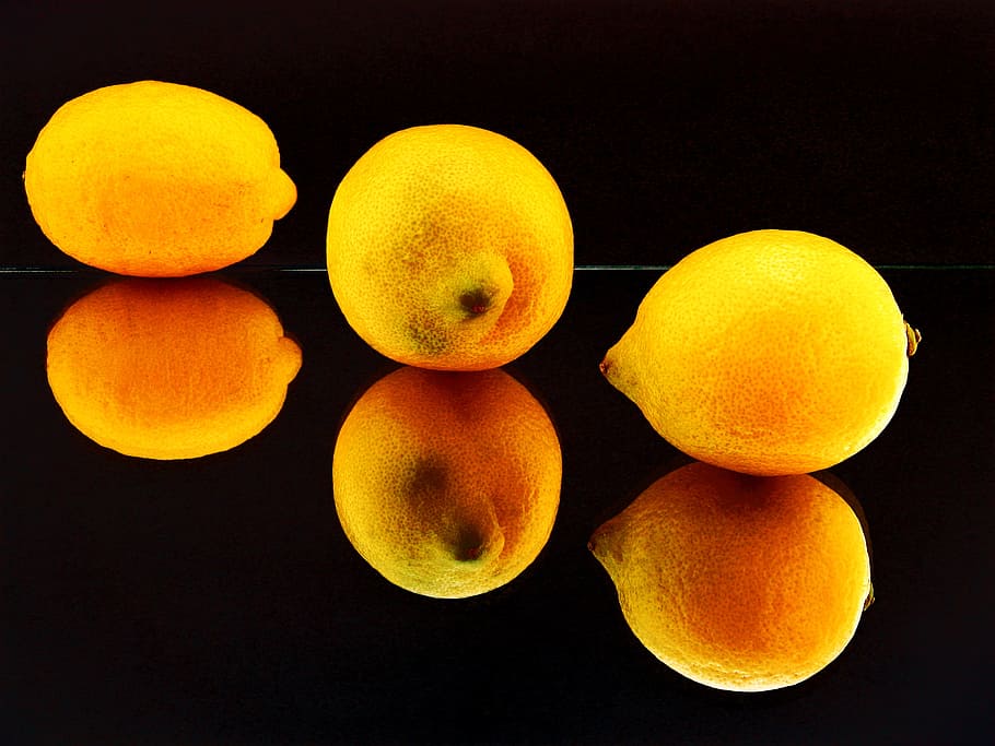 lemon, lemons, three, mirror, closeup, organic, circle, gourmet HD wallpaper
