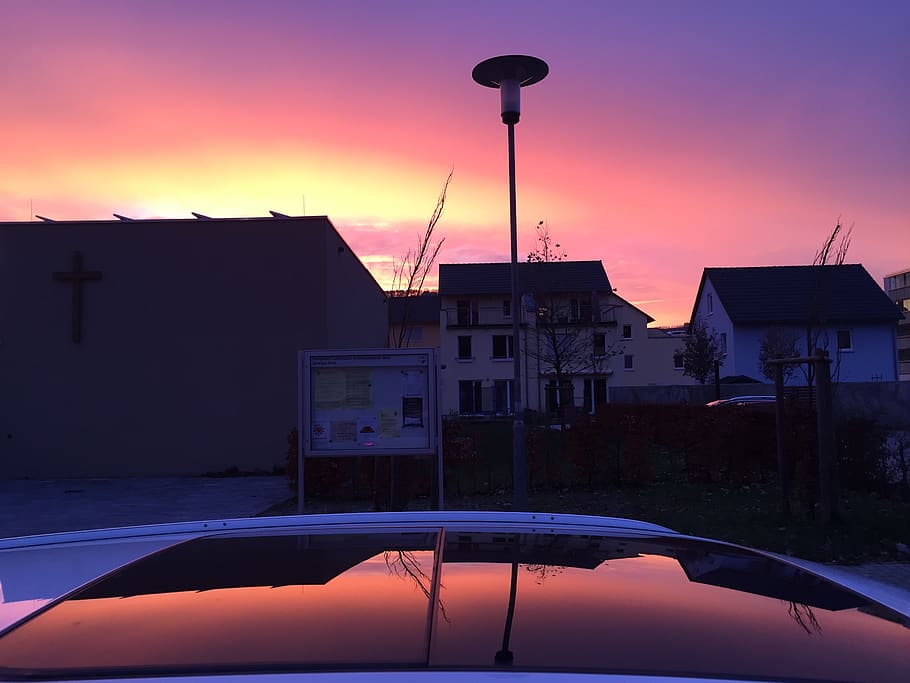 deutschland, jena, november colors, sky, sunset, building exterior, HD wallpaper