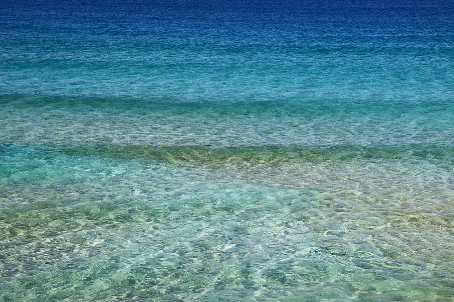 Green and Blue Body of Water Under Blue Sky, ocean, pattern, sea HD wallpaper
