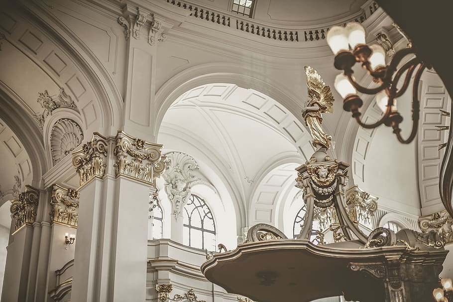 brown chandelier, architecture, built structure, low angle view HD wallpaper