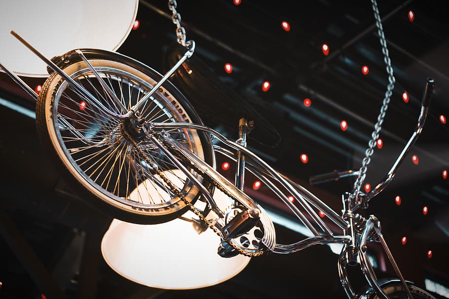 stainless steel bicycle banana seat bicycle, machine, wheel, spoke, HD wallpaper