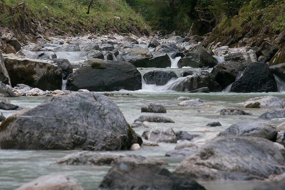 river, clammy, partnach, rock, gorge, nature, water, flow, mountains HD wallpaper