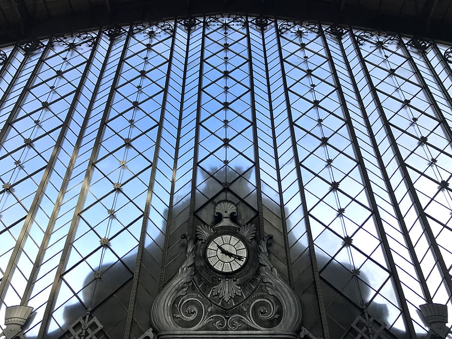 madrid, atocha, españa, clock, railway, spain, contrast, train HD wallpaper