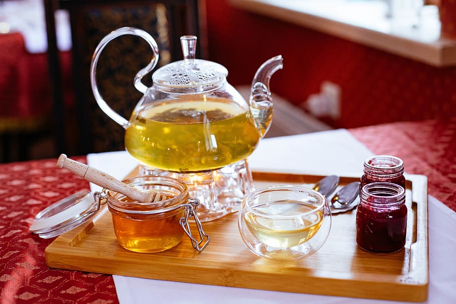 Clear Glass Tea Set, cup, drink, teacup, teapot, food and drink HD wallpaper