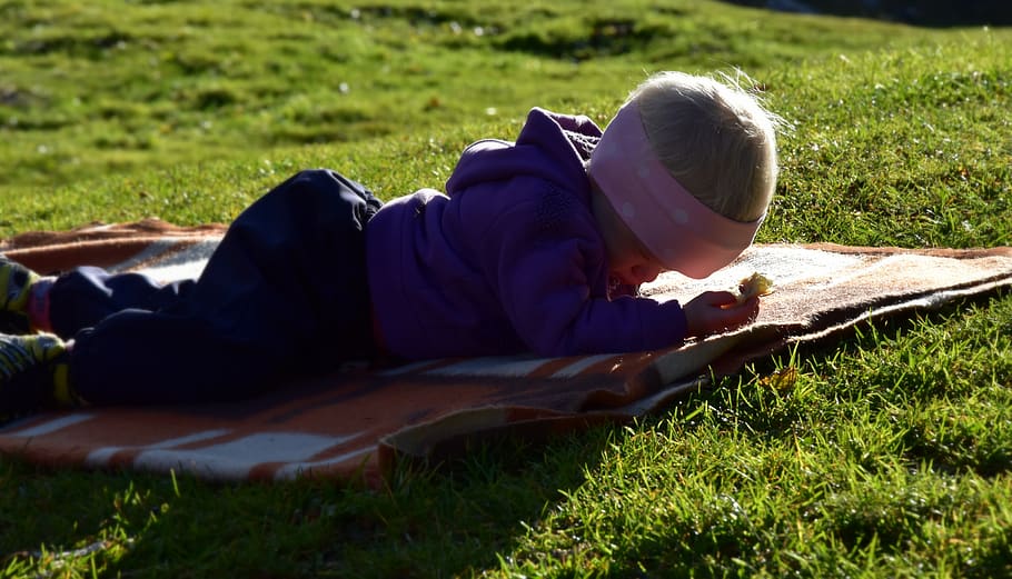 child, lying down, grass, one person, relaxation, plant, land HD wallpaper