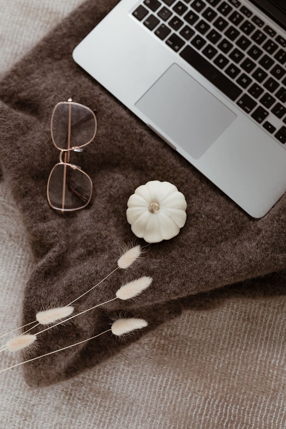 Laptop, glasses & small white pumpkin, macbook, macbook pro HD wallpaper