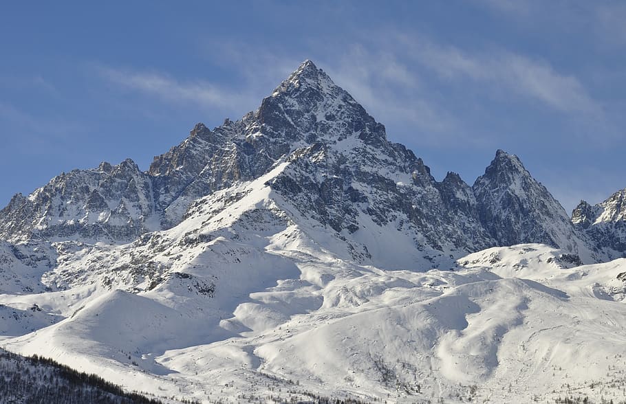 mountains, alps, snow, monviso, nature, landscape, cold temperature, HD wallpaper