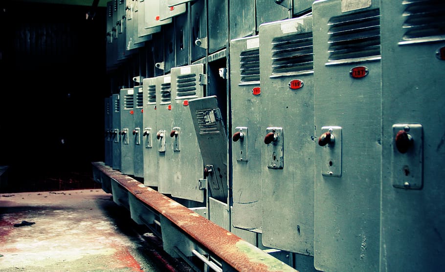 gray metal locker, transportation, train, vehicle, machine, label HD wallpaper