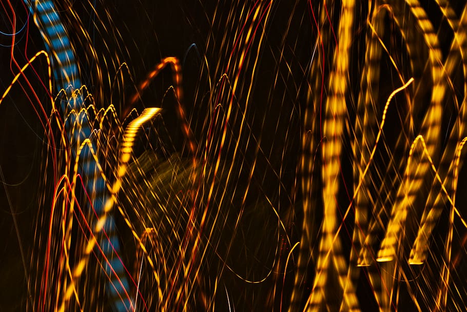 black and red plaid textile, light painting, dancing light, night HD wallpaper