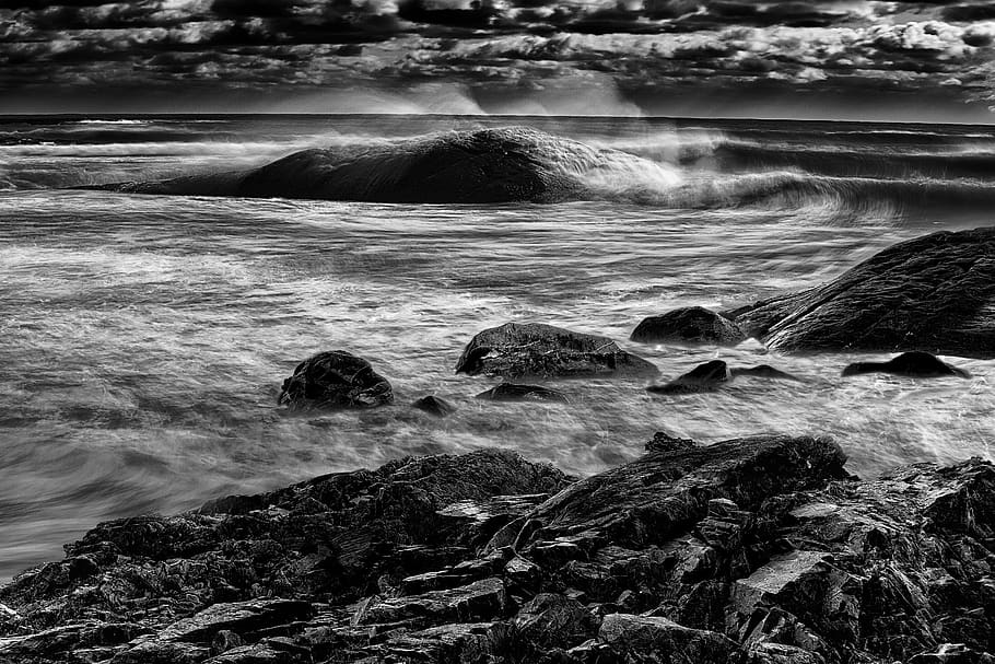 canada, tor bay, waves, ocean, rock, beach, water, motion, beauty in nature HD wallpaper