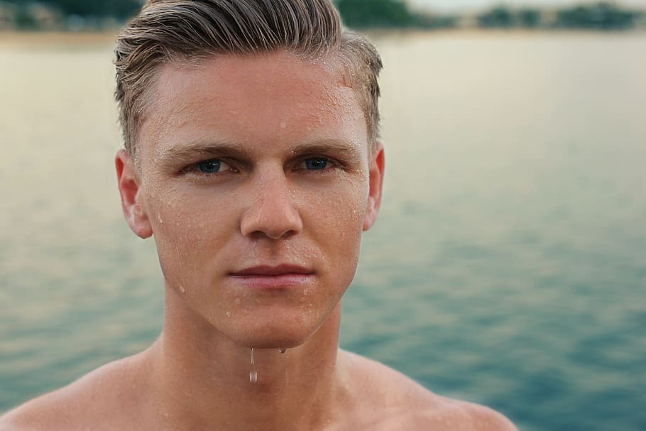 man standing in water, headshot, portrait, one person, front view HD wallpaper
