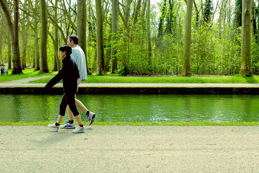 walk, run, health, healthy, couple, happy, weekend, park, green