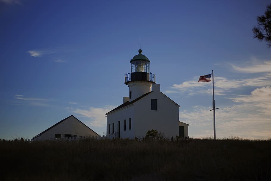 building, architecture, tower, beacon, lighthouse, symbol, flag HD wallpaper