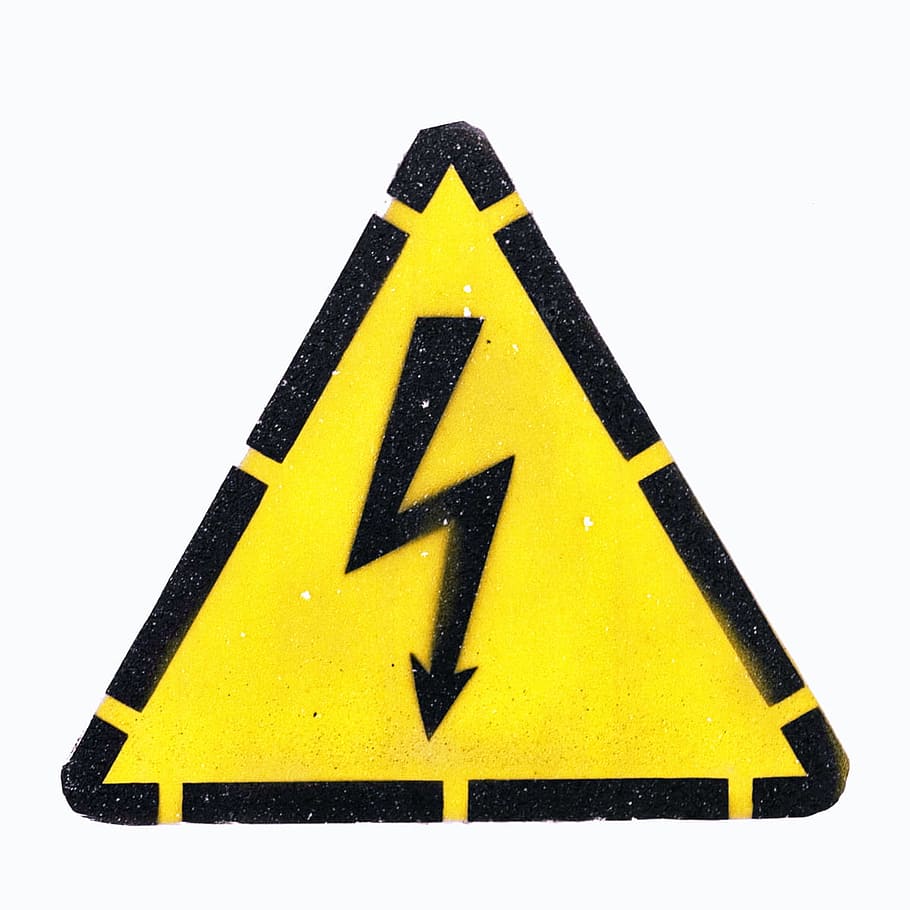sign, caution, mark, yellow, dangerous, isolated, technical