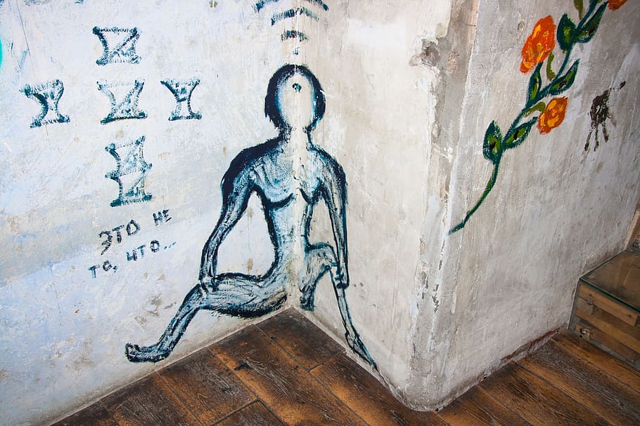 graffiti, wall, man, paint, consciousness, realization, perception