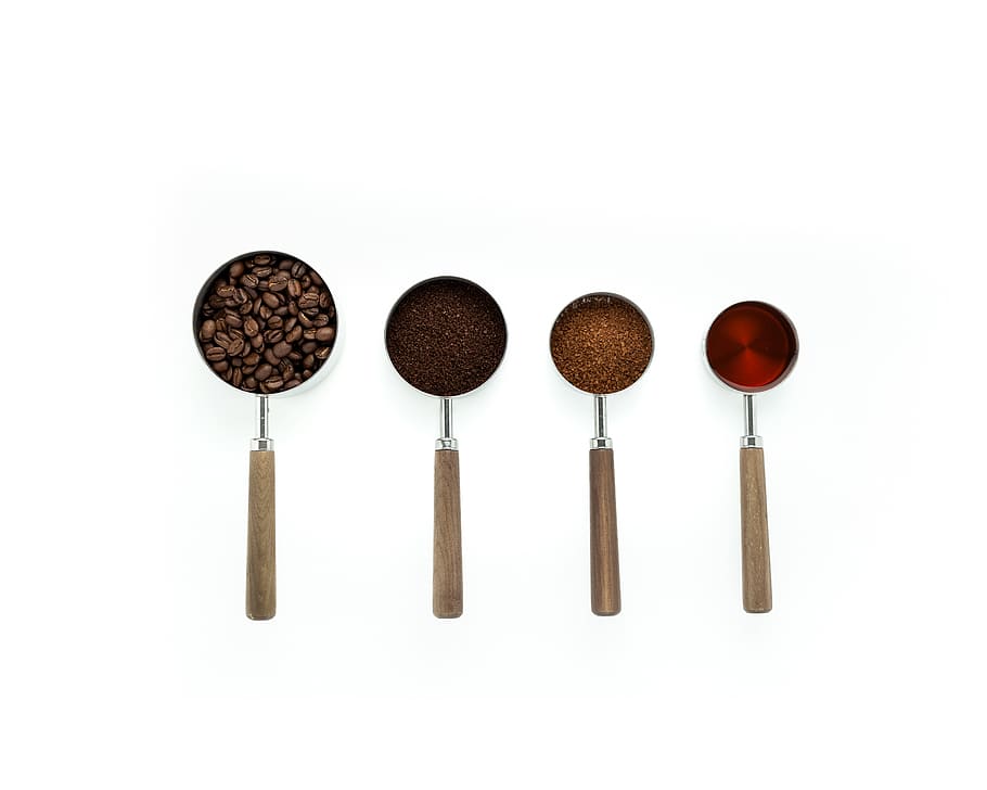four assorted spices, white background, studio shot, indoors HD wallpaper