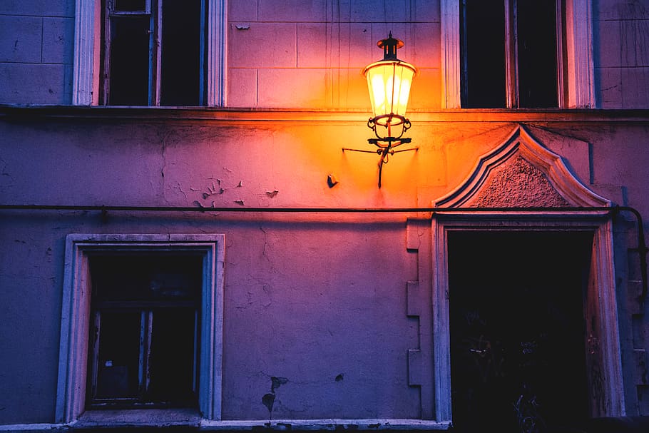 lithuania, klaipėda, evening, lights, urban, dark, built structure HD wallpaper