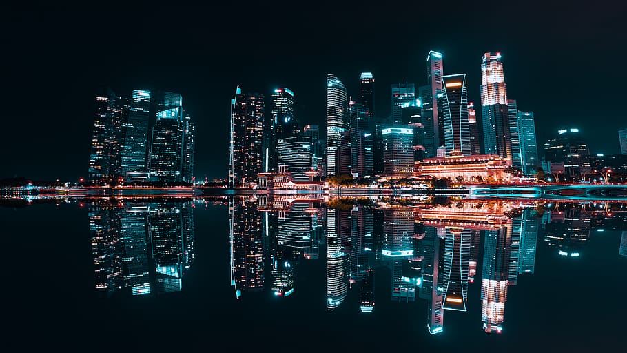 lighted buildings during night time, building exterior, architecture HD wallpaper