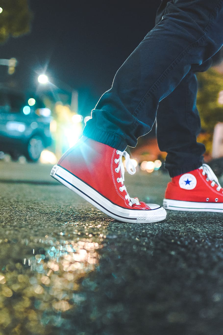 HD wallpaper: worm's eye view photo of person wearing pair of red Converse  All Star sneakers | Wallpaper Flare