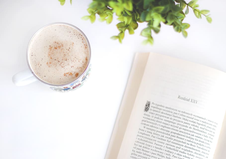 Flatlay Photography of Book and Cup, blur, close-up, coffee, drink HD wallpaper
