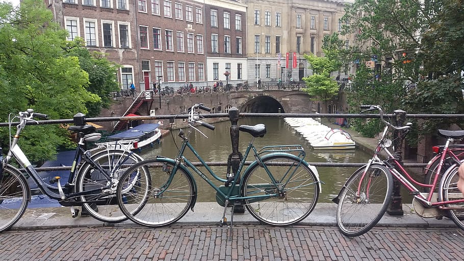 netherlands, utrecht, bicycle, transportation, architecture HD wallpaper