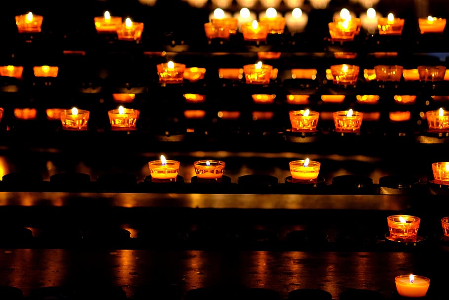 Candles Lot, blur, bright, burn, burning, candlelight, close-up HD wallpaper