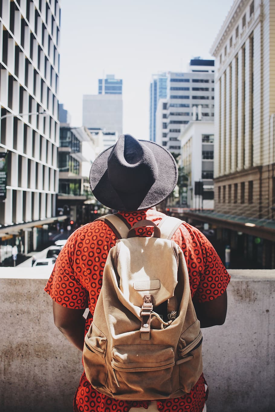 people, man, bag, hat, black, architecture, building, structure HD wallpaper