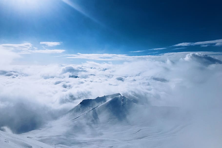 mountain covered in snw, nature, outdoors, mountain range, georgia HD wallpaper