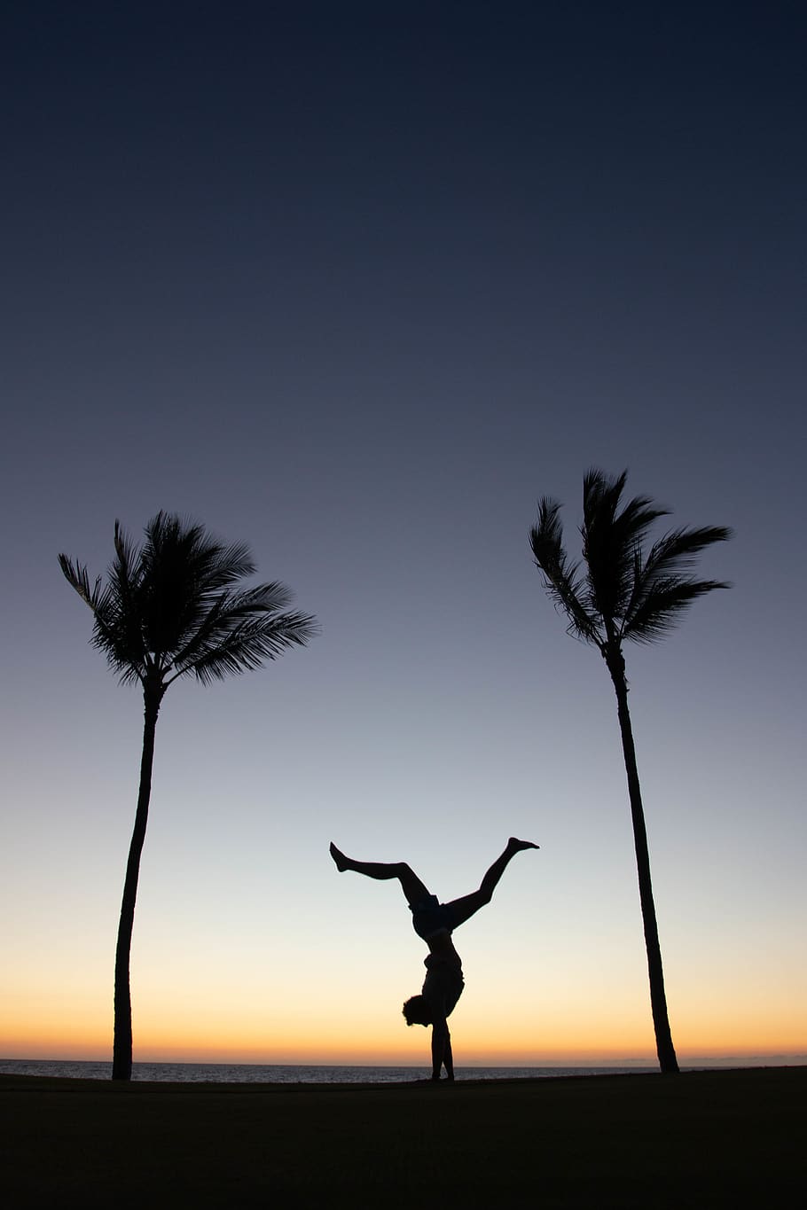 man doing exercise during sunset, silhouette, sky, one person HD wallpaper