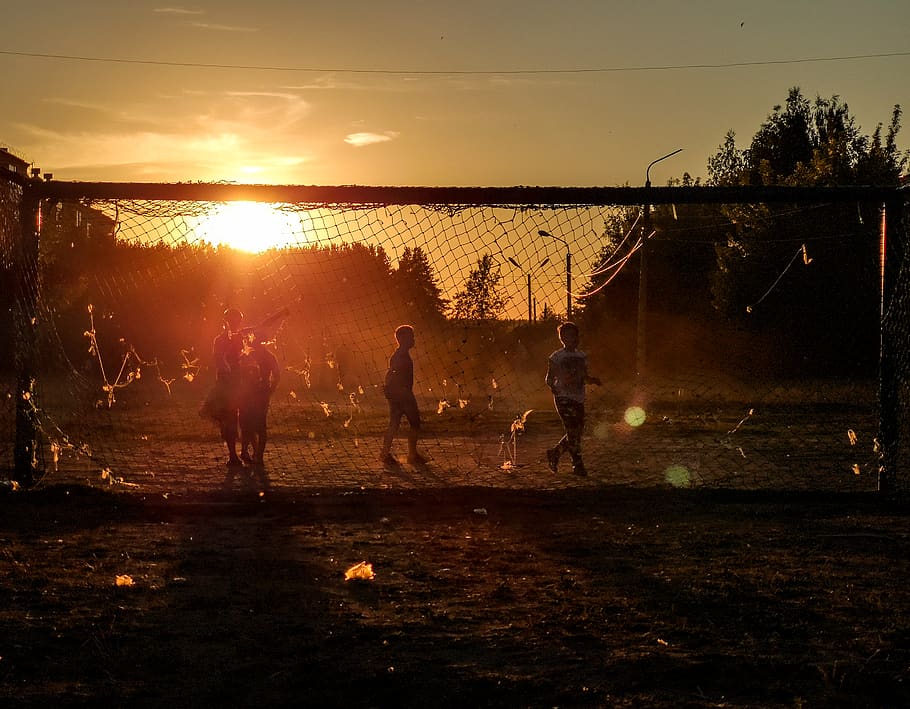 russia, kasimov, sunset, sky, group of people, sport, playing HD wallpaper