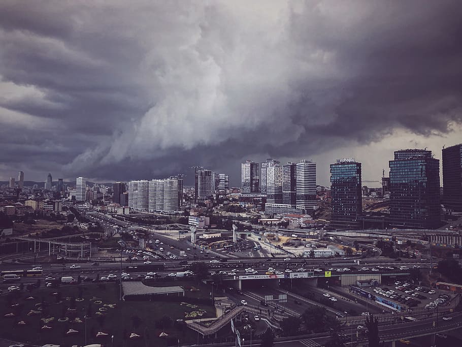 city with high towers and road, sky, cloud, building, cityscape HD wallpaper