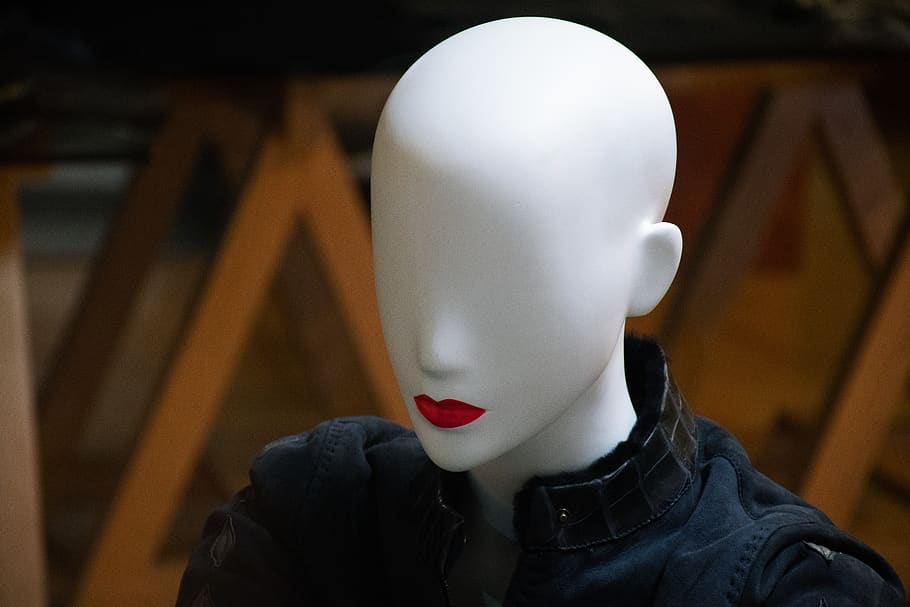 Female Mannequin Wearing Black Jacket, manikin, portrait, headshot