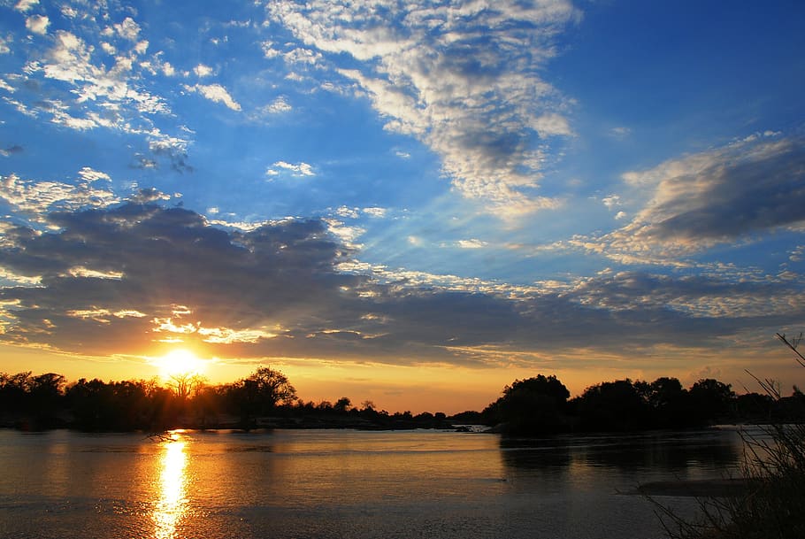 zambia, sky, cloud - sky, sunset, water, scenics - nature, beauty in nature HD wallpaper