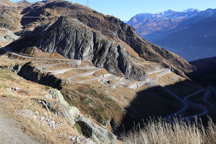 pass road, gotthard, alpine, switzerland, drive, swiss, tremola san gottardo, HD wallpaper