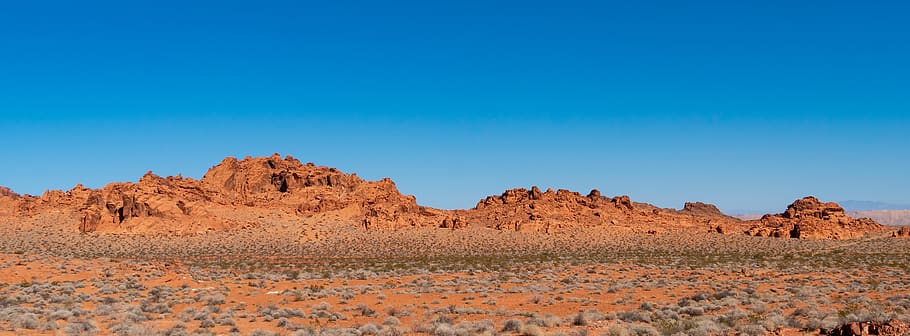brown rock formation under blue sky, nature, desert, outdoors, HD wallpaper