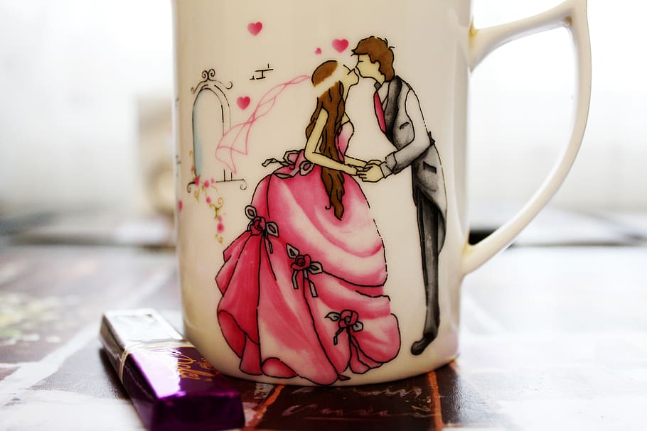 Princess, cup, mug, love, romance, indoors, focus on foreground HD wallpaper