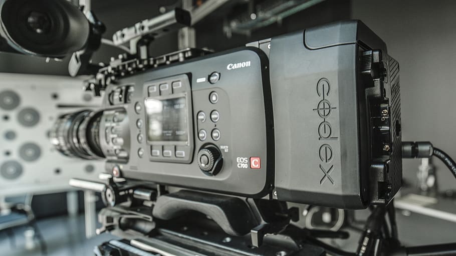 black Canon professional camera, technology, close-up, indoors HD wallpaper