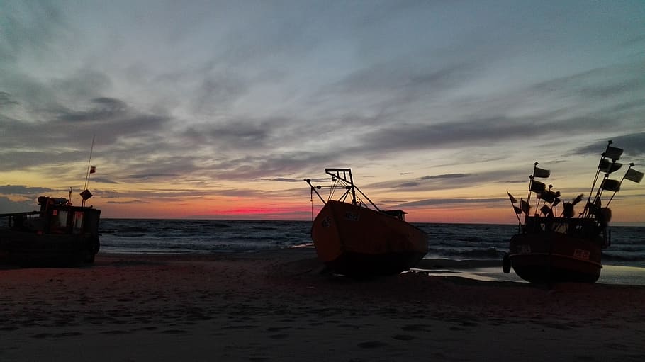 evening, sea, beach, ocean, sky, sunset, mood, twilight, water, HD wallpaper