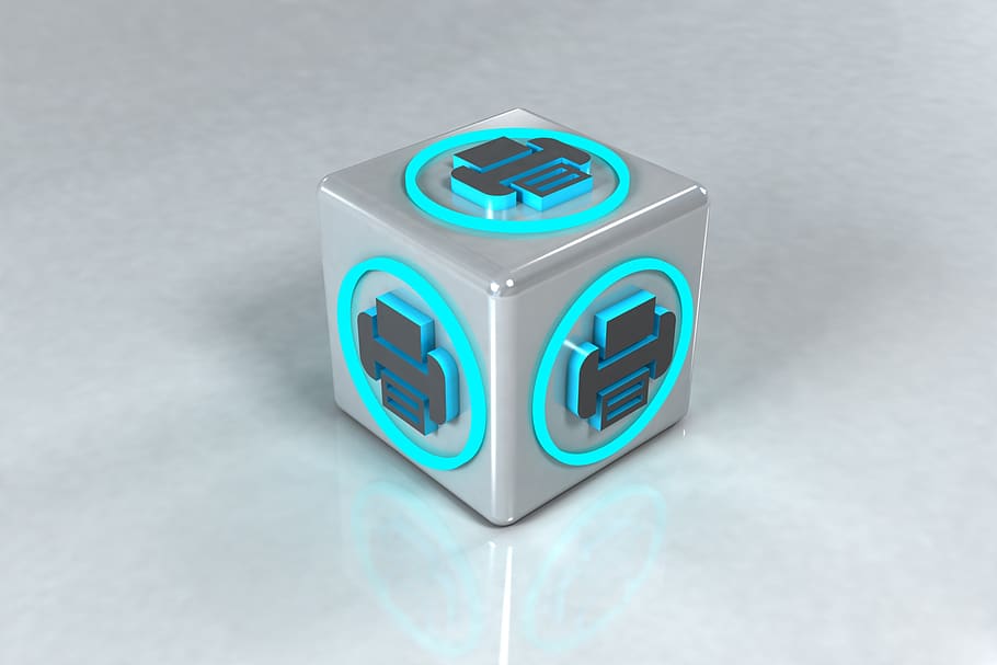icon, printing, illustration, bright, cube, blue, green color HD wallpaper