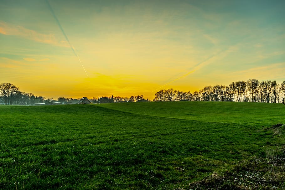 sunset, landscape, nature, clouds, mood, evening sky, dusk HD wallpaper
